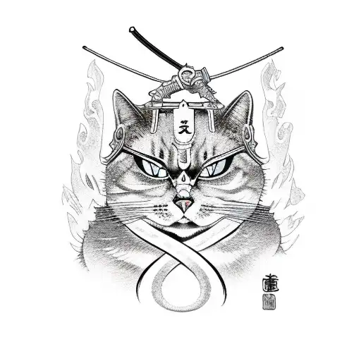 Anthropomorphic Cat Ninja With Sword And Armor