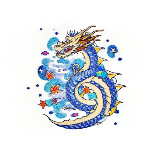 Dragon Made Out Of Stars In A Night Sky