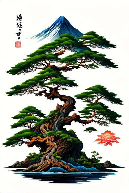 Colored Forearm Mountain And Tree Brances