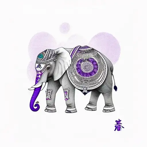 Elephant With Purple Saddle