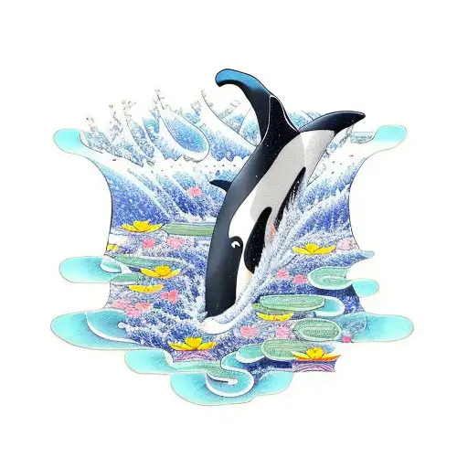 Killer Whale And Water Lilies