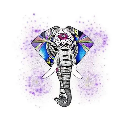 Elephant With Purple Design