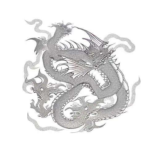 Dragon Flying Over Town