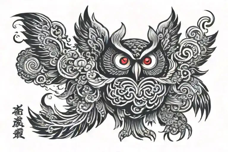 Daruma Owl Kanji Belly