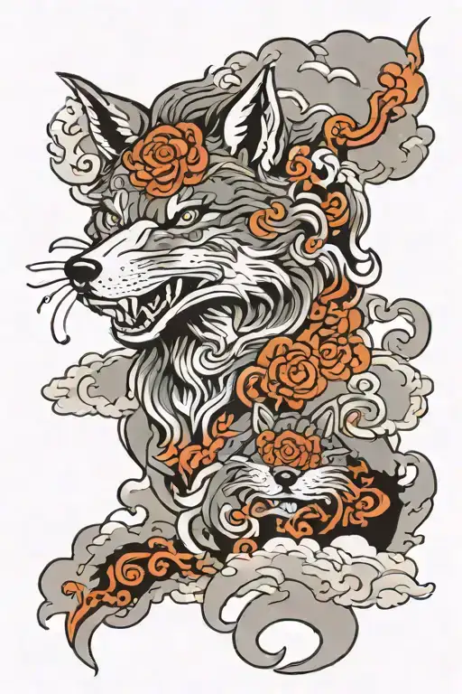 Wolf Blended By Clouds