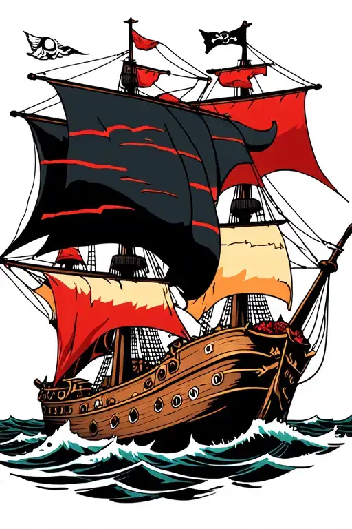 Werewolf And Pirate Ship Sailing