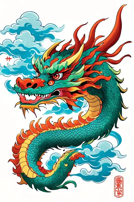 Japanese Demon And Japanese Clouds Dragon Vanpis