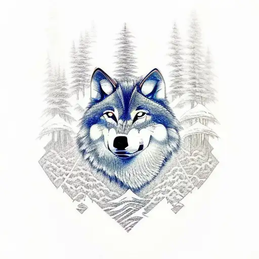 Wolf With A Tail That Turns Into Pine Tree