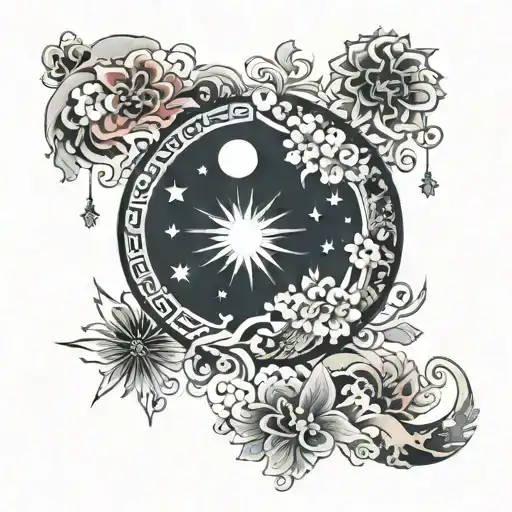 Filipino Sun Moon Stars Surrounding The Tattoo Design