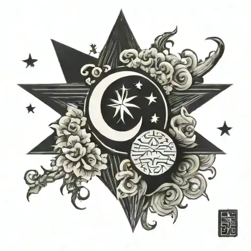 Star And Moon Merging Together