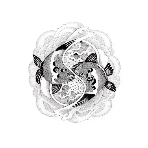Koi Fish With Ying Yang
