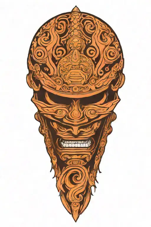 Samurai Helmet Flames Engulfing