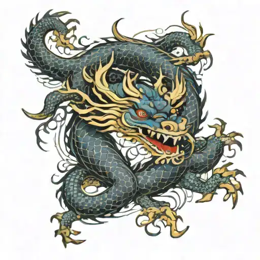 Japanese Dragon Entwined With