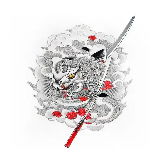 Katana With Cherry Flowers