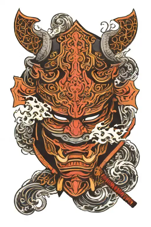 Samurai Helmet Flames