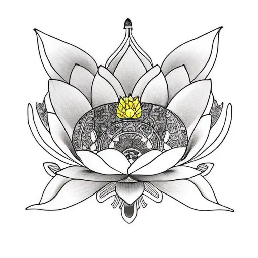 Lotus Flower With Kitsune