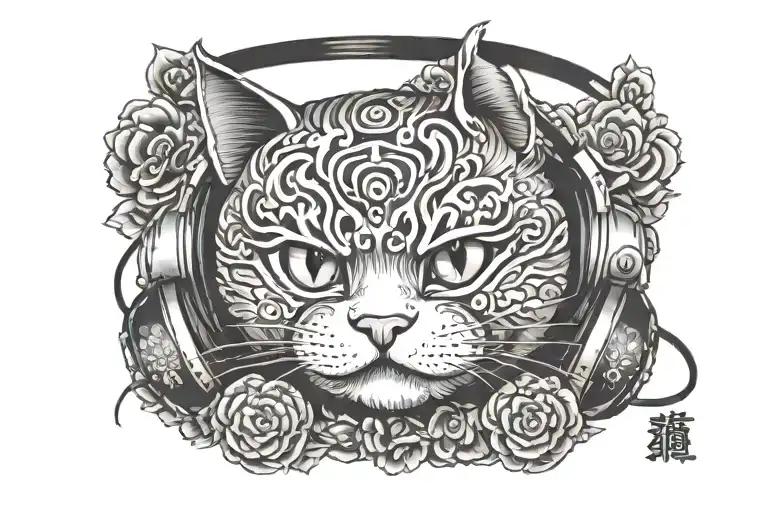Lucky Cat Wearing Headphones