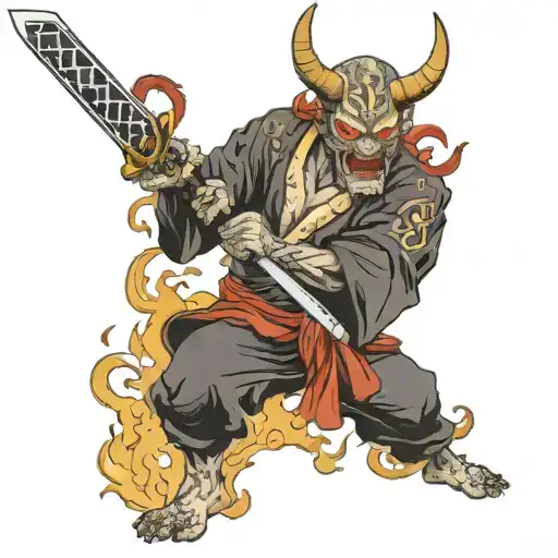 Demon With Katana Stabbed