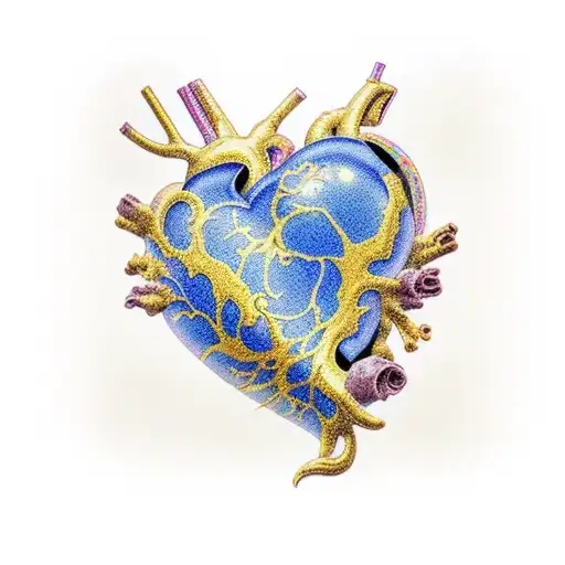 Heart Of Bone China And Blue Floral Paterns Sealed With Golden Kintsugi