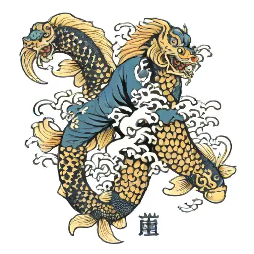 The Great Hokusai With Yaksha And 3 Koi Fish Arm Sleeve