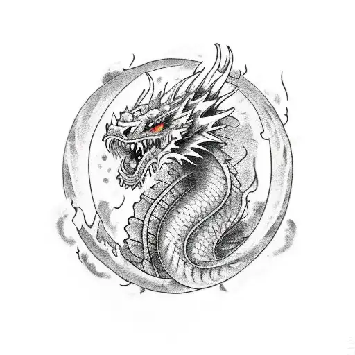 A Fiery Dragon Playing A Guitar