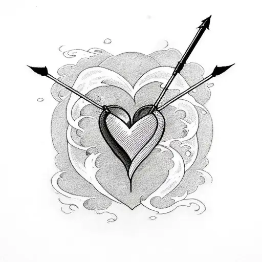 Flaming Heart With An Arrow