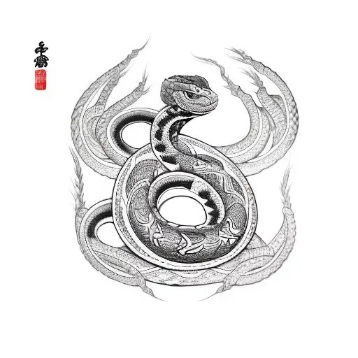 The Word Maktub With A Snake Wrapped Around It