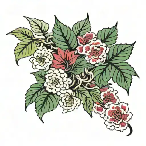 Vine Red And Green Leaves Growing