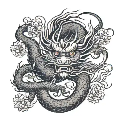 The Chinese Dragon Is Black Grey