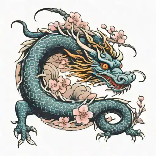 Cherry Blossoms With Dragon