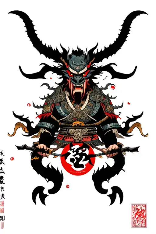 Samurai In Demon With Tree Of Life