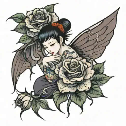 Fairy Leaning On A Rose