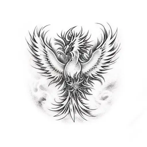 Phoenix Rising From The Fire And Ashes
