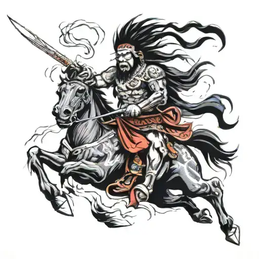 Warrior Chief Of The Black Indians Battling A Storm Of Lightning