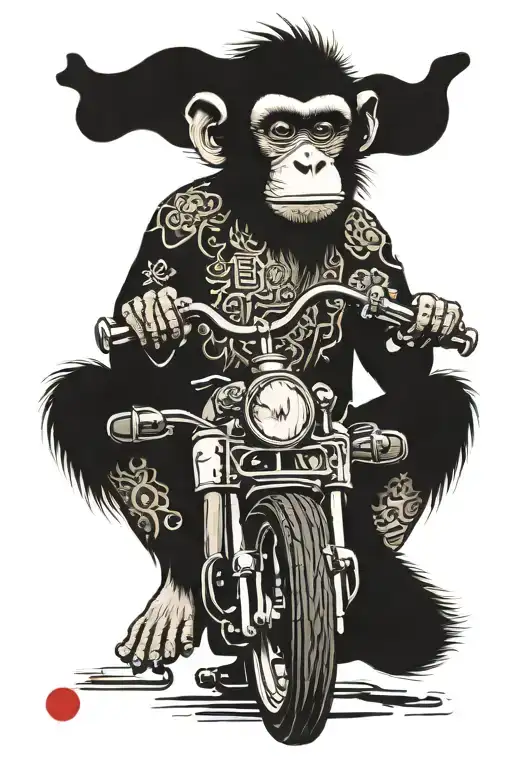 A Drogued Monkey Driving A Bike