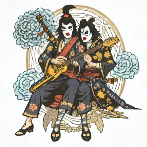 The Rockband Kiss As Japanese Samurai