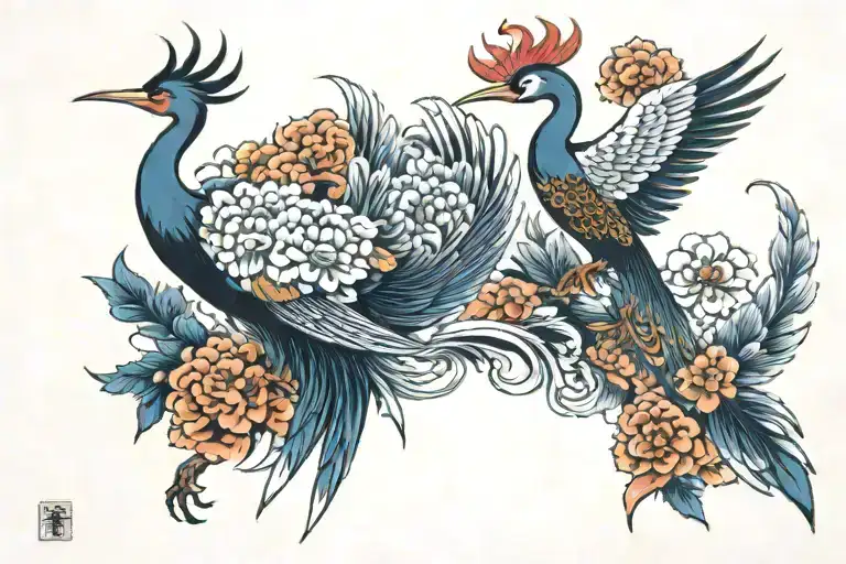 Phoenix And Crane Bird