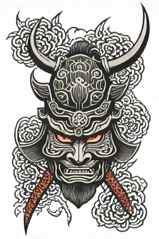 Samurai Mask With Rising Sun