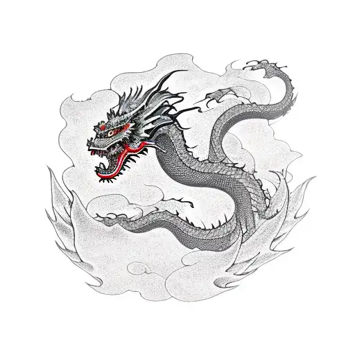 Japanese Dragon With Fire