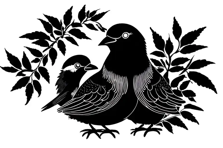 Herb And Bird Sitting