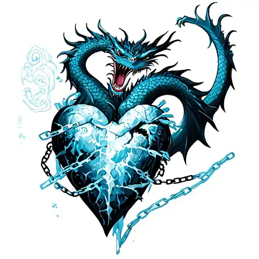 Broken Heart Bound In Ice Chains Guarded By A Dragon