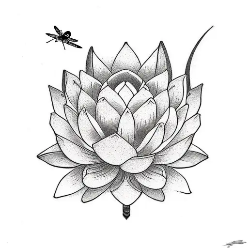 Frog And Dragonfly With Lotus Flower Manly