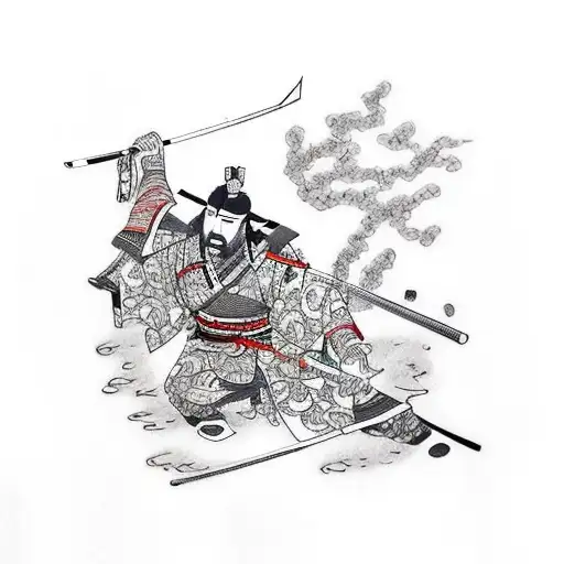 Samurai Handing Tanto To Another Samurai Who Is Kneeled