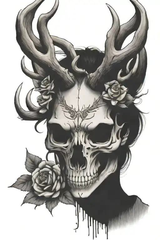 Women Wearing Deer Skull
