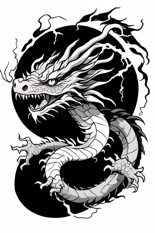 Dragon In Lightning Storm