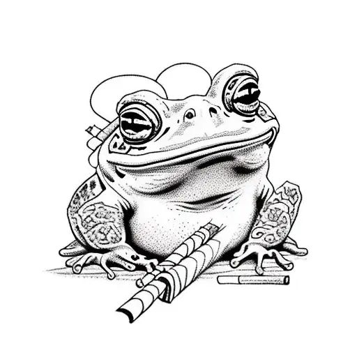 Toad With Katana And Smoking Cigarrette