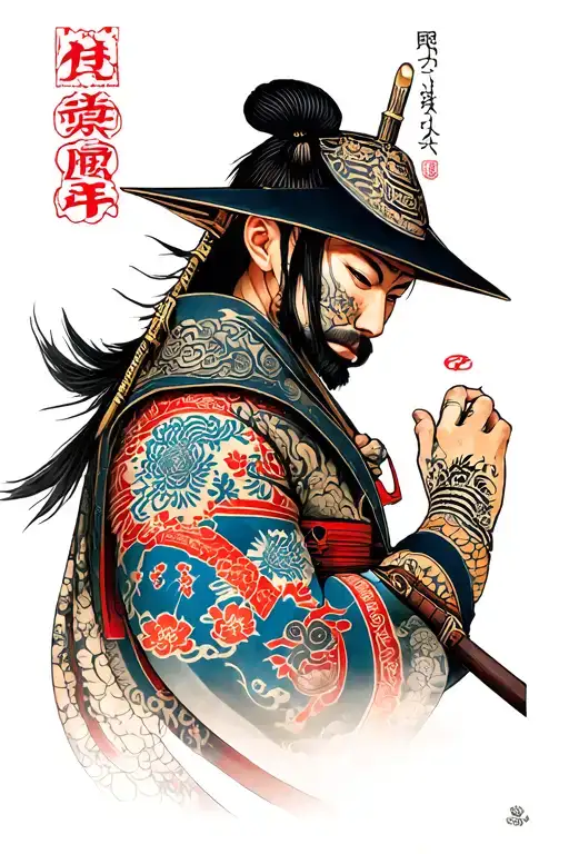 Samourai Cover With Japanese