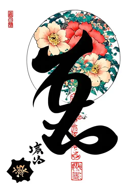 Kaizen Symbol With Flowers