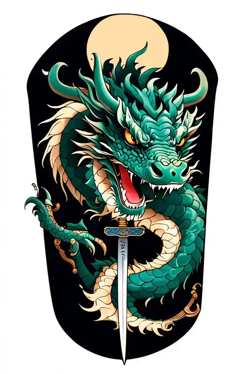 Dragon With Katana On The Forearm