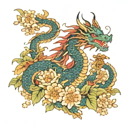 Dragon And Flowers